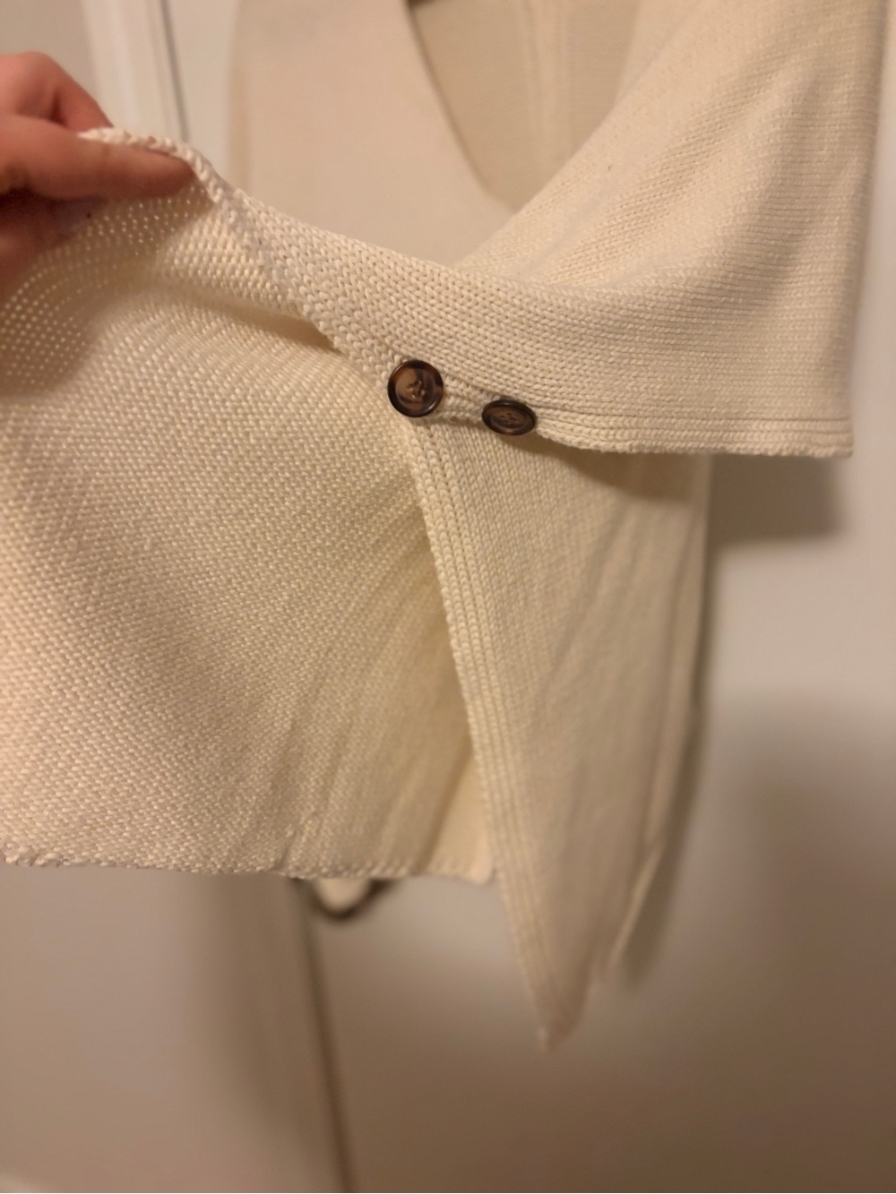 M. Rena Cream Knit Button-Front Poncho - Picture 2 of 4